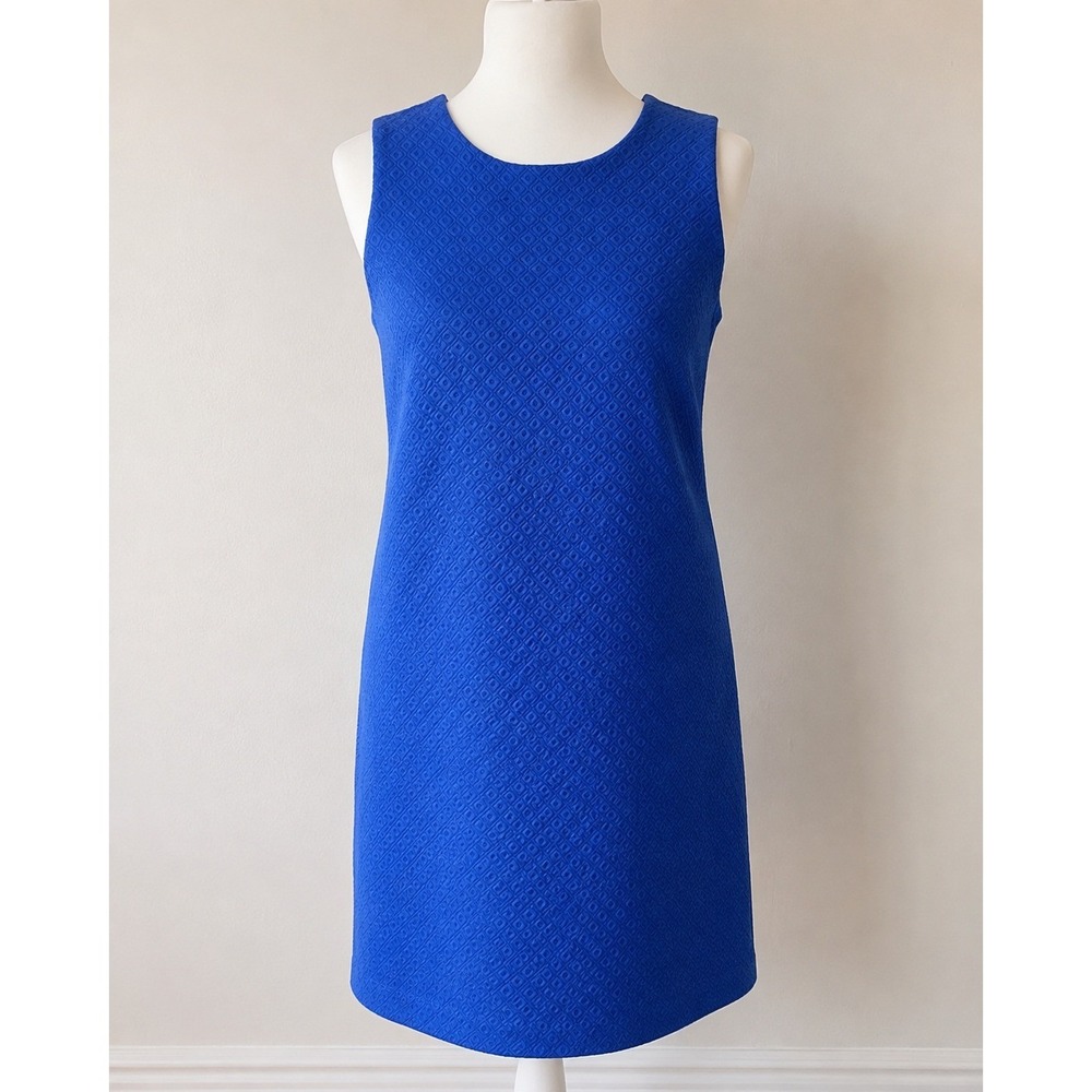 Tommy Hilfiger Royal Blue Diamond Textured Sleeveless Shift Dress Size 12